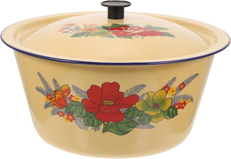 Emaille Soeppan Grote Kookpan Langzaam Koken Zuur en Alkali Bestendig 29.5 cm Zoals Afgebeeld