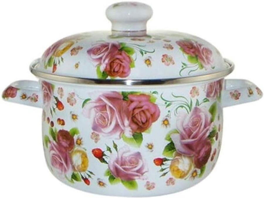 Emaille Soeppan Mini Steelpan Keukenpan Koken en Verwarmen Krasbestendig Oppervlak 1 Liter Wit