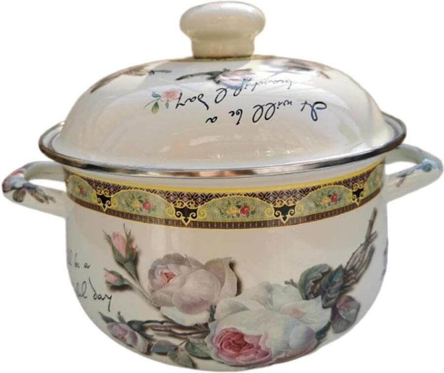 Emaille Soeppan Stoofpot Pan Koken en Stoven Gelijkmatige Warmte 25cm Diameter Zoals Afgebeeld