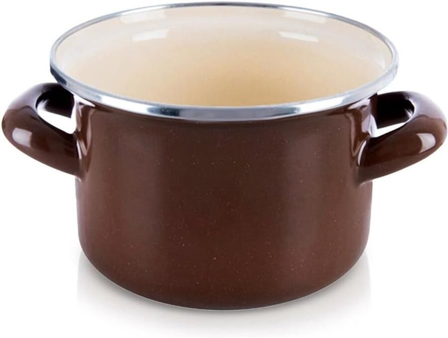 Emaille Steelpan Kookpan Sauspan Gezond Koken Voor Alle Vormen 950 ml Bruin