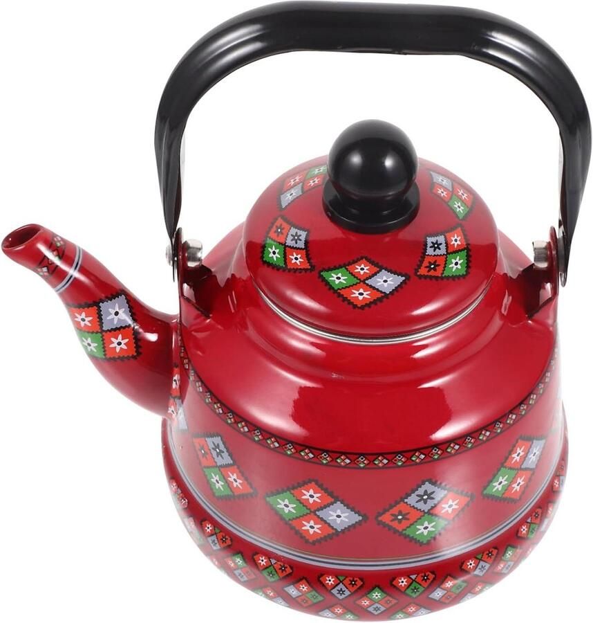 Emaille Theeketel Waterketel Kookplaat Koffie en Thee Zetten Geen Gefluit 1.1 Liter Wit
