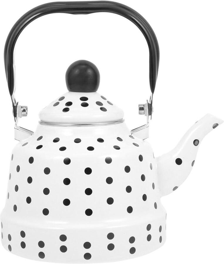 Emaille Theeketel Waterkoker Theepot Keuken Gebruik Elegant Patroon Design 1.1 Liter Wit