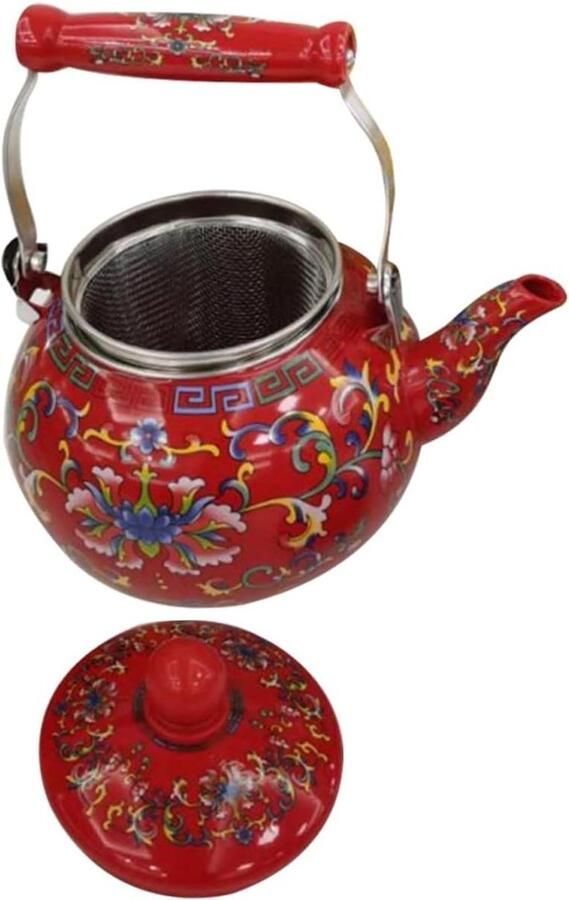 Emaille Waterketel Theepot Kookplaat Water Verwarmen Attent Handvatontwerp 24x14x12 cm Rood