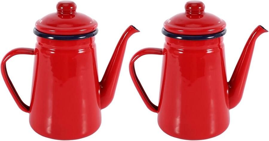 Emaille Waterkoker Koffiekan Water Koken Inductie Geschikt 2 x 11 Liter Rood