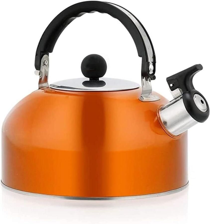 Emaille Waterkoker Roestvrijstalen Ketel Thee Zetten Ergonomische Handgreep 2 Liter Oranje