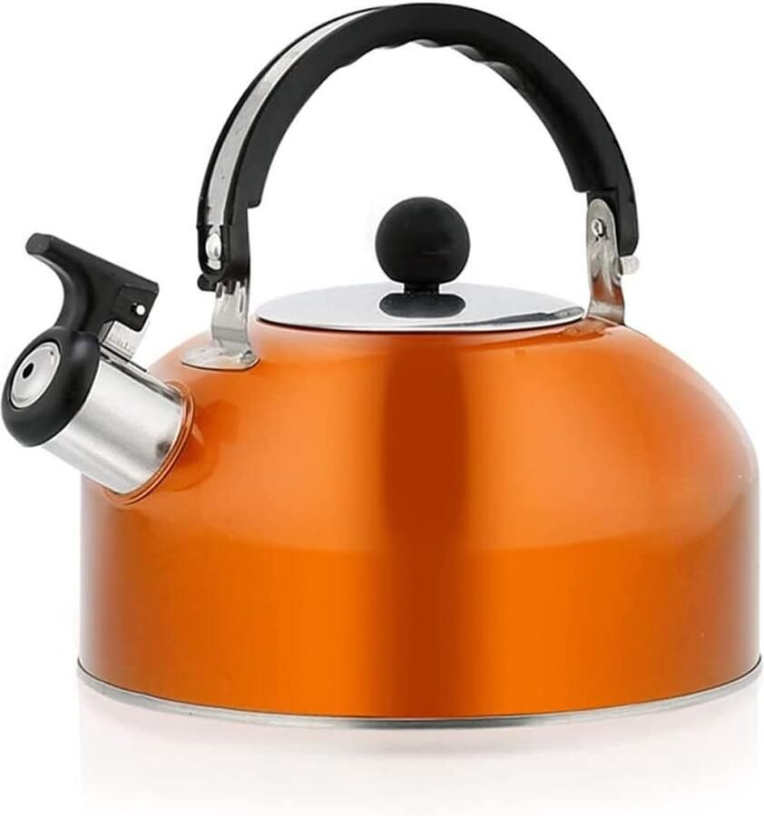 Emaille Waterkoker Roestvrijstalen Ketel Thee Zetten Halfronde Vorm 2 Liter Oranje