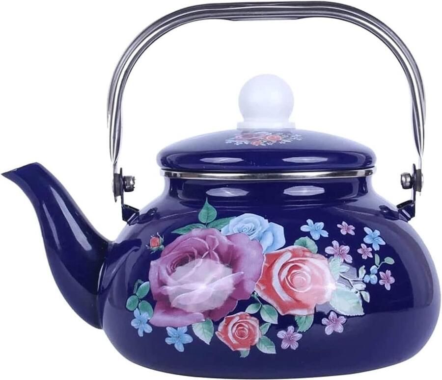 Emaille Waterkoker Theepot Fluitend Water Koken Sterrenhemel Patroon 1000 Gram Zwart