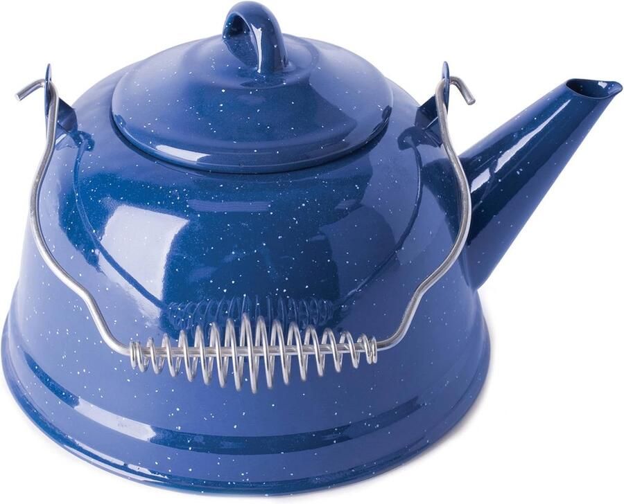 Emaille Waterkoker Theepot Kamperen Water Koken Fluitend 3 Liter Blauw