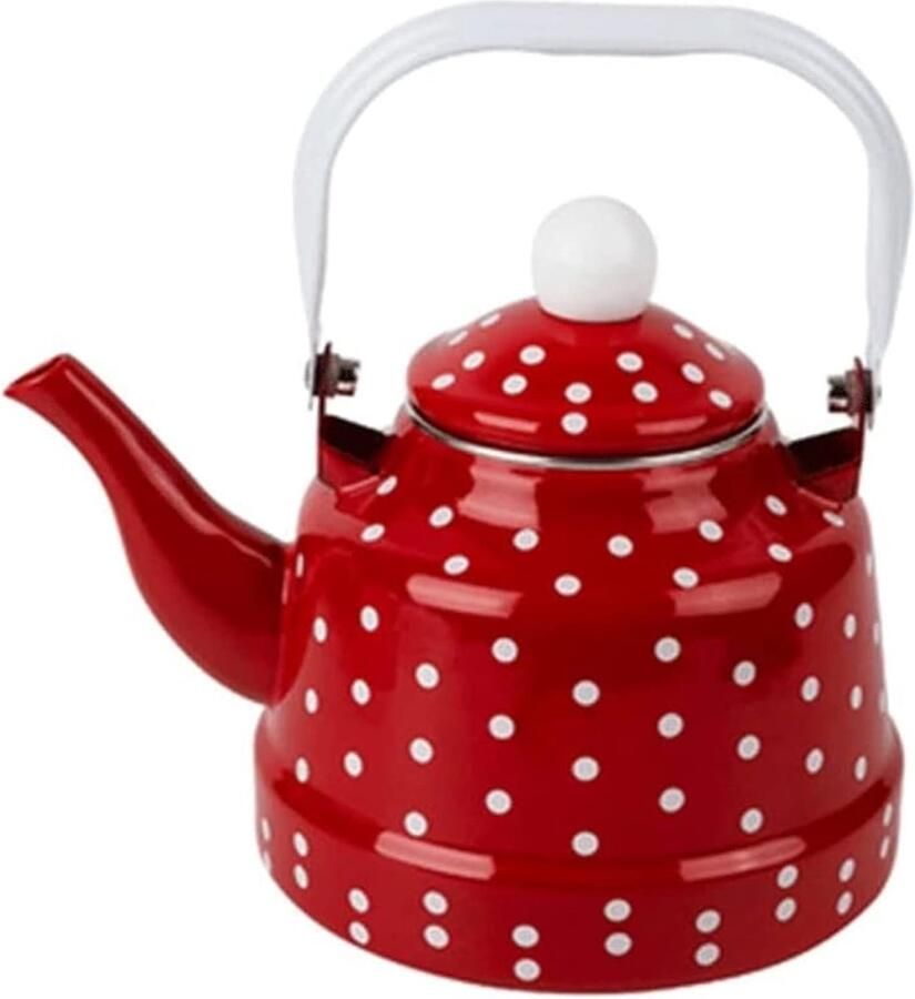 Emaille Waterkoker Theepot Koffiepot Water Koken Zuur en Alkali Bestendig 1.7L Rood