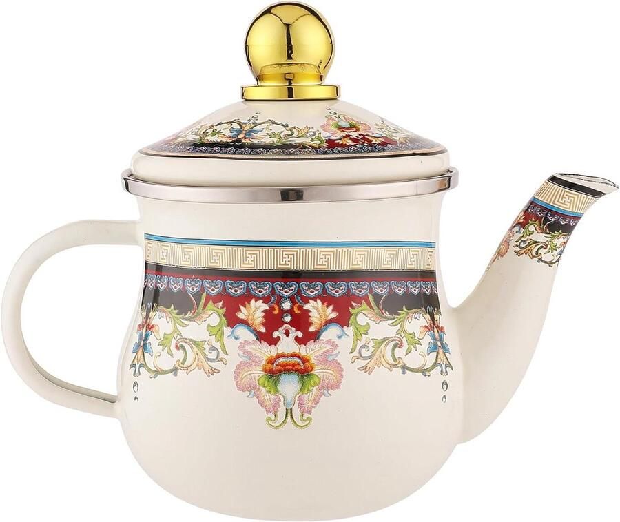Emaille Waterkoker Theepot Stovetop Thee Zetten Zuur en Alkali Bestendig 600 ml Capaciteit One Color