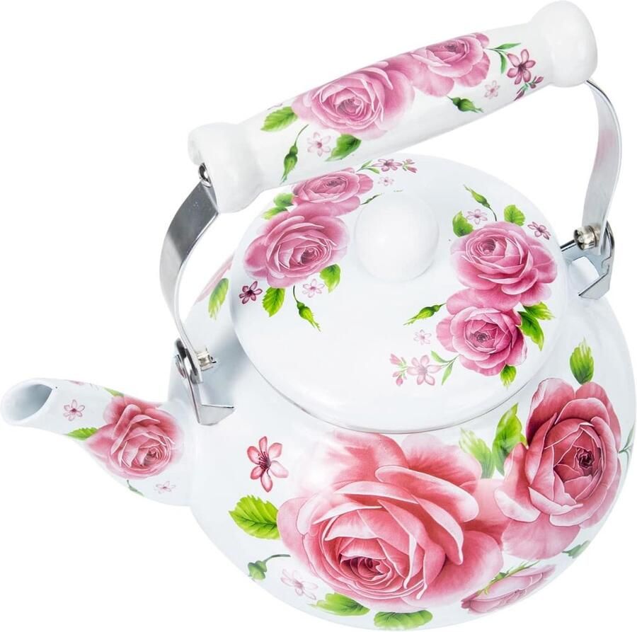 Emaille Waterkoker Theepot Turkse Koffiepot Koffie en Thee Zetten Roestvrijstalen Can 2.5 Liter Wit
