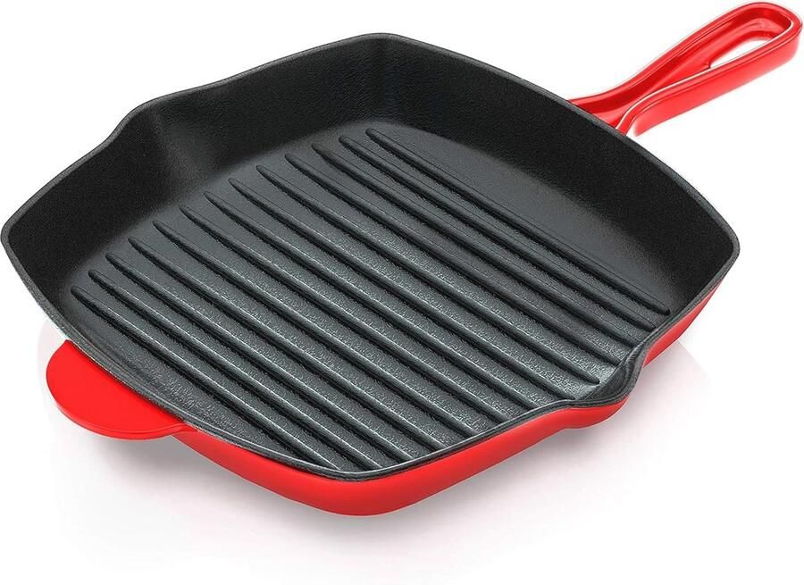 Emaillen Grillpan 28cm – Vierkante Grillpan met Antiaanbaklaag – Geschikt voor Alle Fornuis Types - Foto 2