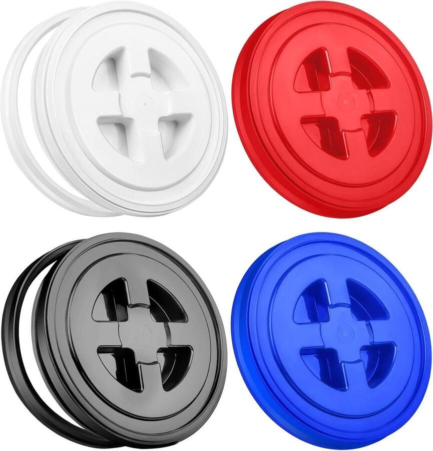 Emmer Deksel Set Gamma Seal Voedsel Opslag Lekvrije Sluiting 4 Stuks 30cm Gemengde Kleuren
