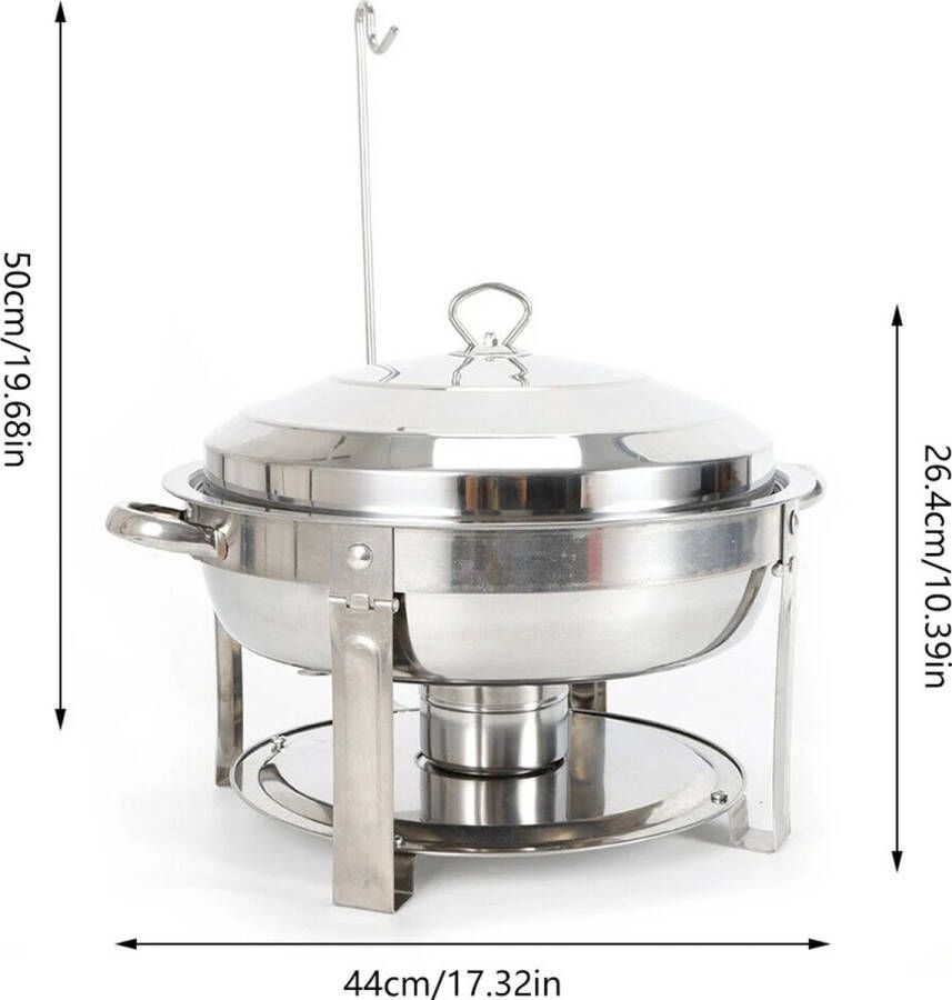Emora Buffetwarmer set van 2 Catering Verwarmer Warm en Koud Warmhoudschaal 7.5 L RVS Glazen Deksel Chafing Dish Rond