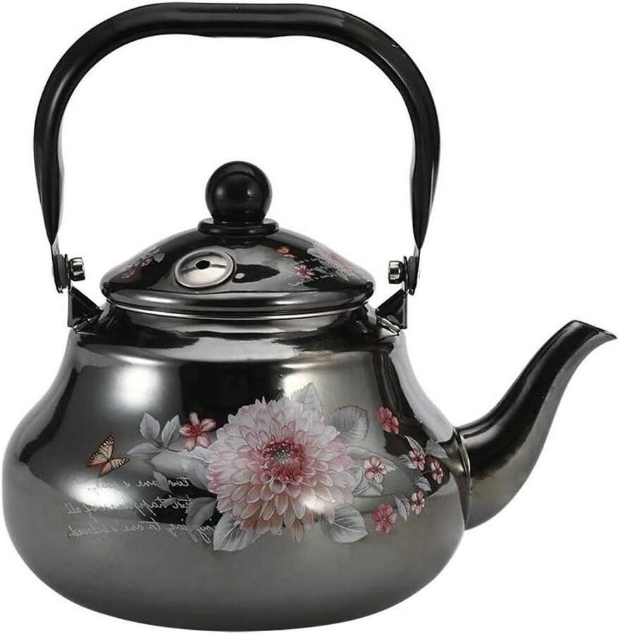 Enamel Waterkoker Fluitketel Emaille Water Koken Met Fluitje 1.5 Liter Wit