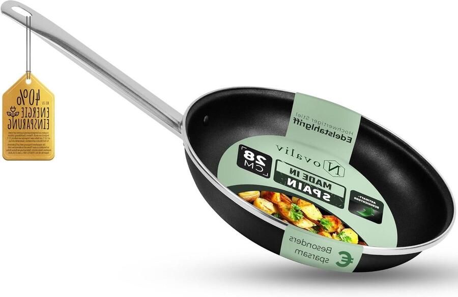 Energiebesparende Koekenpan met Hittepunt Energiezuinig Koken Speciale Constructie 28 cm Zwart