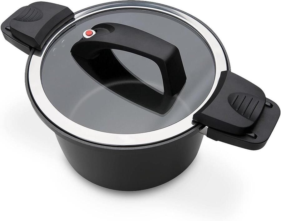 Energiebesparende Pan Kookpan Aluminium Gezond Koken Extra Sterke Thermobodem 24 cm 6 Liter Zwart