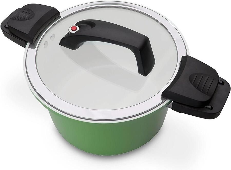 Energiebesparende pan Kookpot met deksel Energiezuinig koken Keramische antiaanbaklaag 24 cm 6 liter Groen