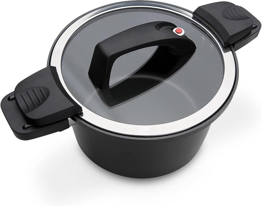 Energiebesparende Soort Kookpan Aluminium Gezond Koken Extra Sterke Thermobodem 24 cm Zwart