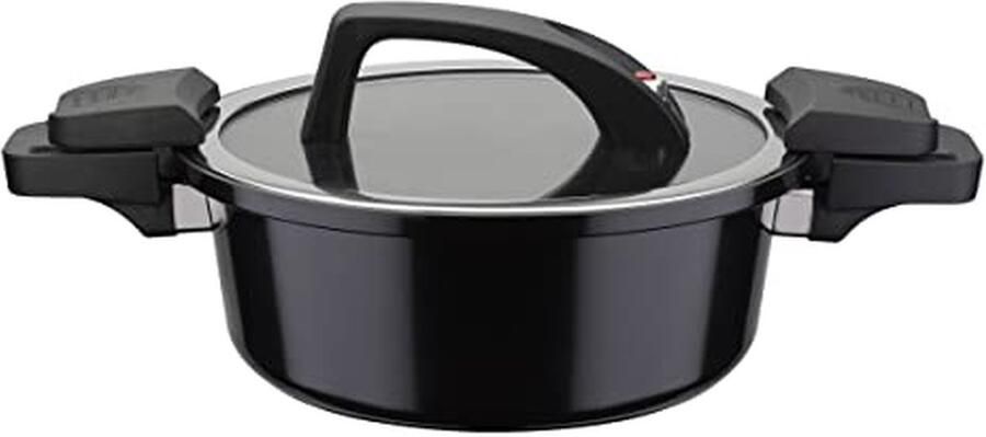 Energiespaarpot met deksel Soeppan Aluminium Snel en Gezond Koken Energiebesparende Bodem 4 Liter Inhoud Zwart