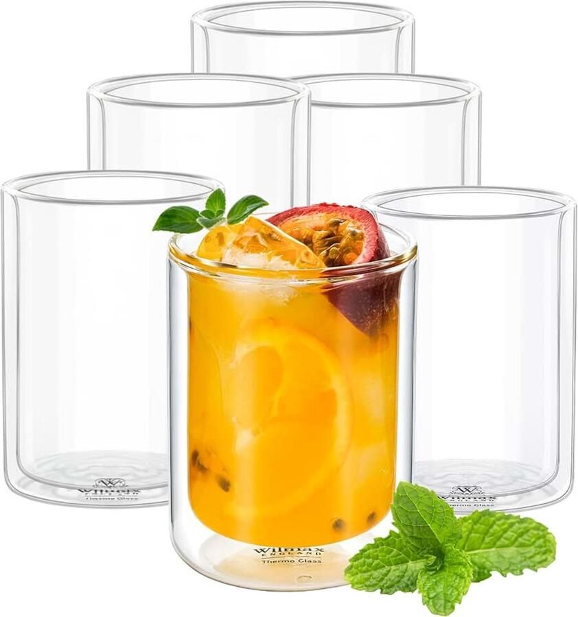 England Thermoglazen 200 ml set van 6 dubbelwandige glazen voor warme en koude dranken vaatwasmachinebestendig