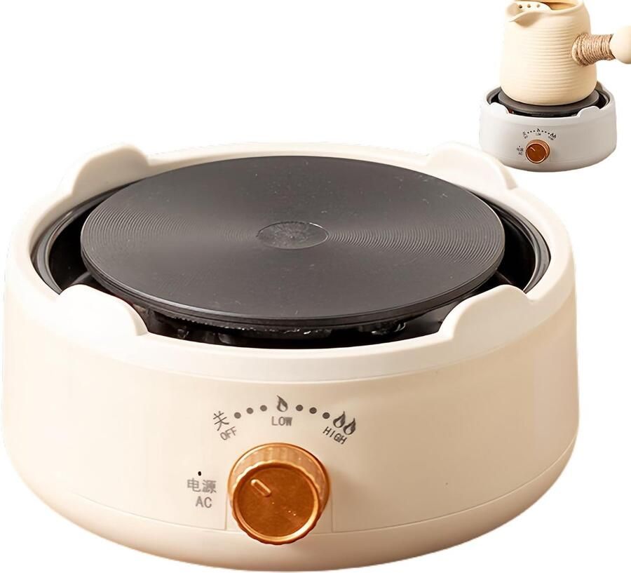 Enkele Brander Kookplaat Elektrisch Snel Verwarmen Verstelbaar Vermogen 15x7x9 cm Wit