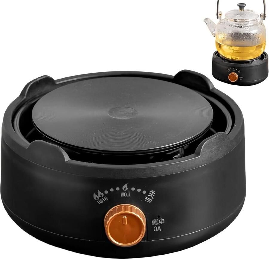Mini Verwarming Elektrische Kookplaat Water Koken Draagbaar Compact Ontwerp 15 x 7 cm Zwart