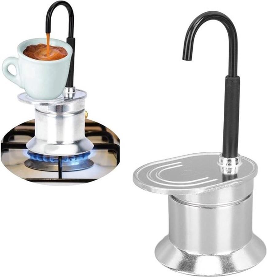 Enkele buis Mocha-pot 1 kopje 50 ml Klassiek Espressoapparaat voor Snel Koffiezetten Aluminium koffiepot voor kookplaat