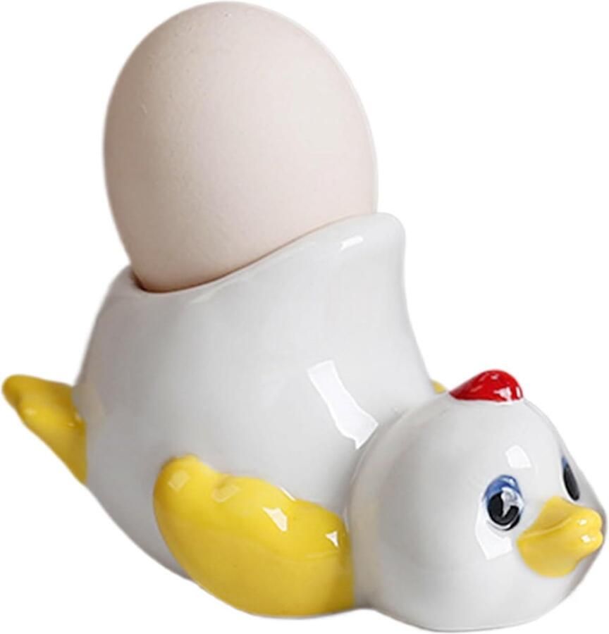 Enkele eierdopjes Keramische houder Ontbijt tafel Schattig ontwerp 11 cm Wit