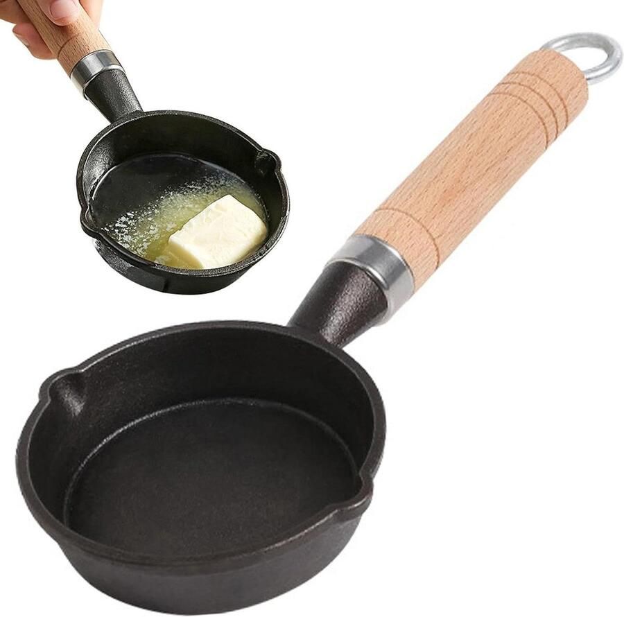 Enkele eierpan Mini braadpan Ontbijt bereiden Gietijzer met antiaanbak 11 cm diameter Zwart