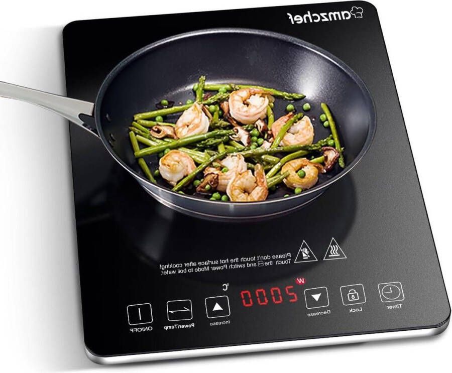 Enkele inductiekookplaat ultradun ontwerp 20 temperatuurinstellingen 20 vermogensstanden 2000W 3-uurs timer veiligheidsvergrendeling