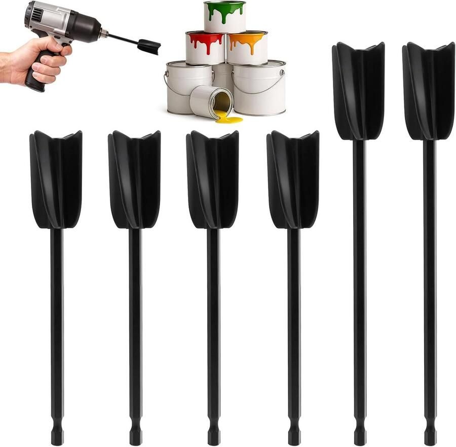 Epoxyhars Accessoires Verfroerstaafjes Mixer Verf en Hars Mengen Efficiënt Spiraalontwerp 6 Stuks 16.5 22cm Zwart