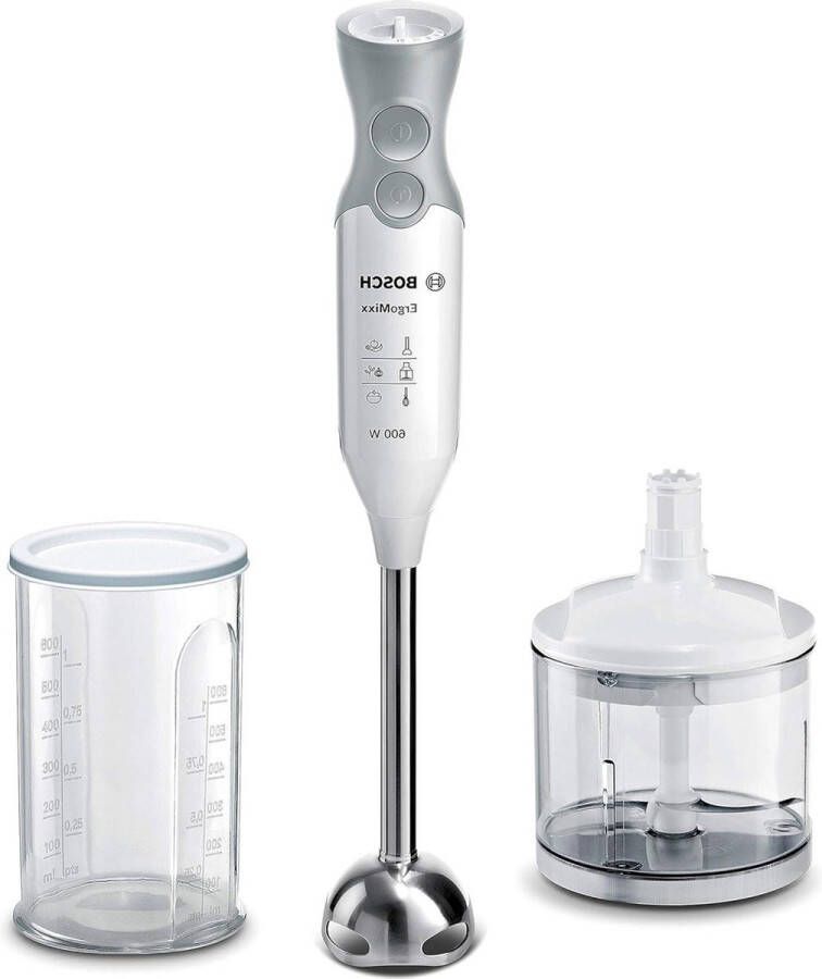 ErgoMixx Staafmixer 600 Watt inclusief hakmolen en mixer-maatbeker 12 standen en turboknop wit