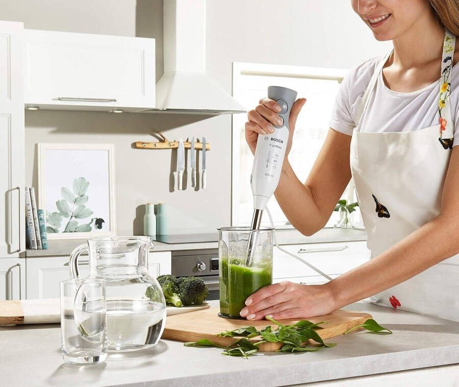 ErgoMixx Staafmixer 600 Watt Inclusief Mixer-Maatbeker 12 Standen en Turboknop Wit