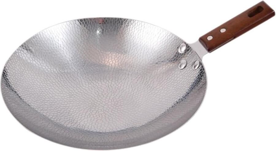 Ergonomische Wokpan Roestvrij Staal Pan Dagelijks Koken Antiaanbaklaag Houten Handvat 22 Cm