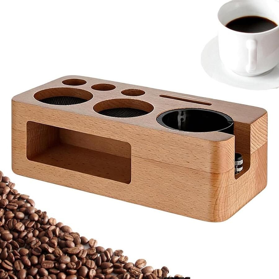 Espresso Aantikstation Koffie Organizer Koffie Bereiden Antislip Hout 24x11.4x7.5 cm Beuken