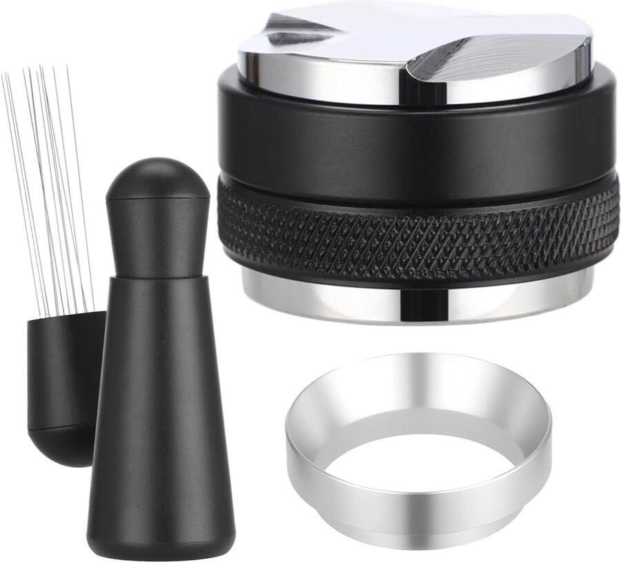 Espresso Accessoires Kit Koffie Gereedschap Set Perfect Koffie Zetten Dubbele Kop Distributeur 51mm Zilver Zwart