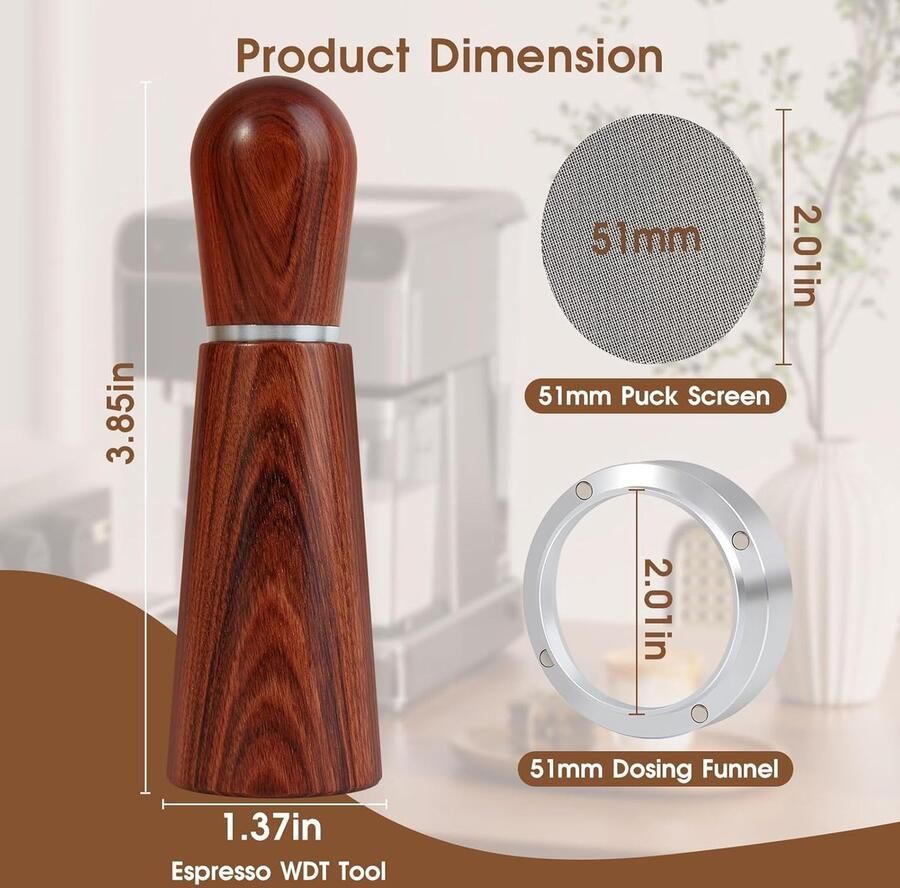 Espresso Accessoires Kit Koffie Gereedschap Set Perfecte Espresso Bereiden Complete Barista Set 51mm Hout Zilver
