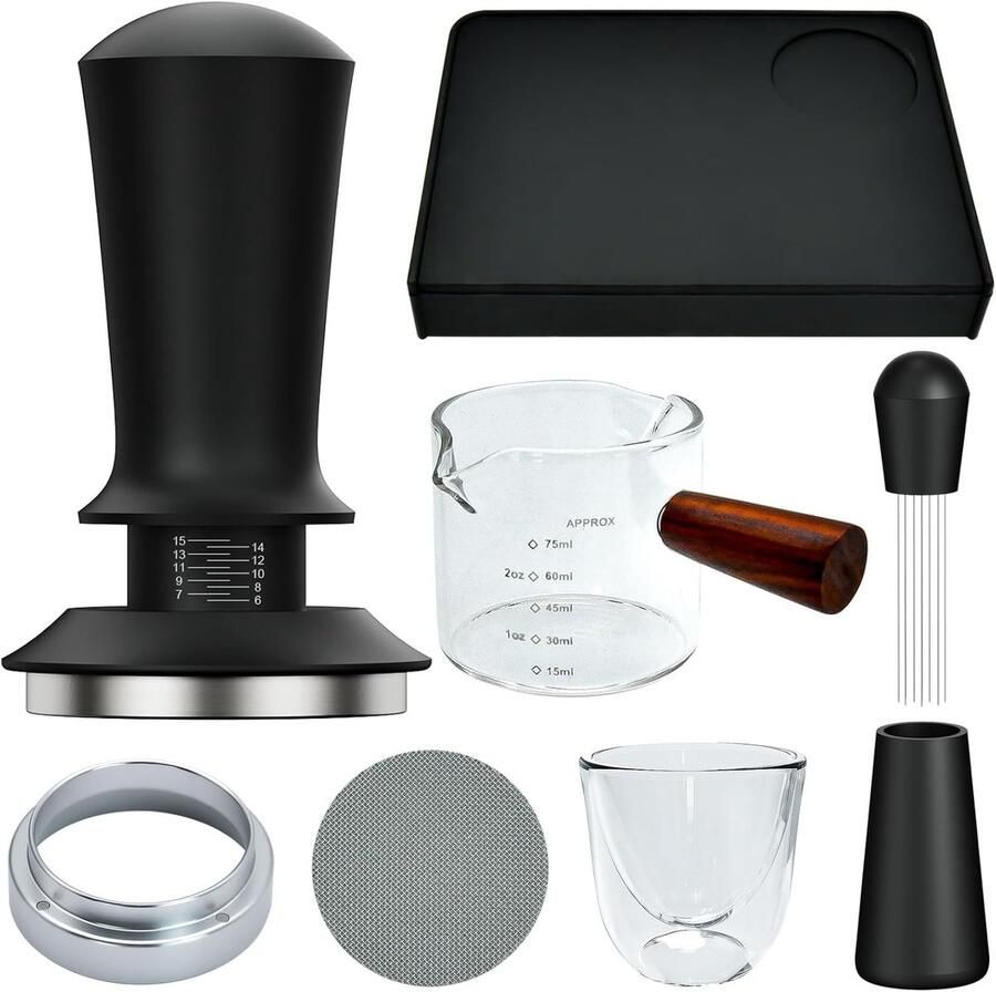 Espresso Accessoires Kit Koffie Gereedschap Set Perfecte Espresso Maken Veerbelaste Sabotage 51mm Diameter Zwart