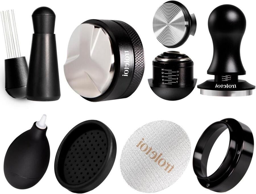 Espresso Accessoires Set Koffie Barista Gereedschap Perfecte Espresso Maken Verstelbare Veerbelaste Tamper 7-delig 51mm Zilver