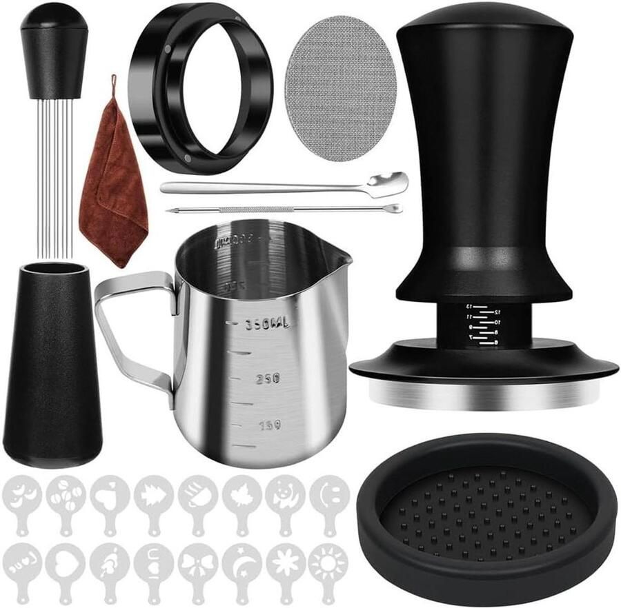 Espresso Accessoires Set Koffie Gereedschap Perfect Koffie Maken Compleet 10-delig 53 mm Zwart