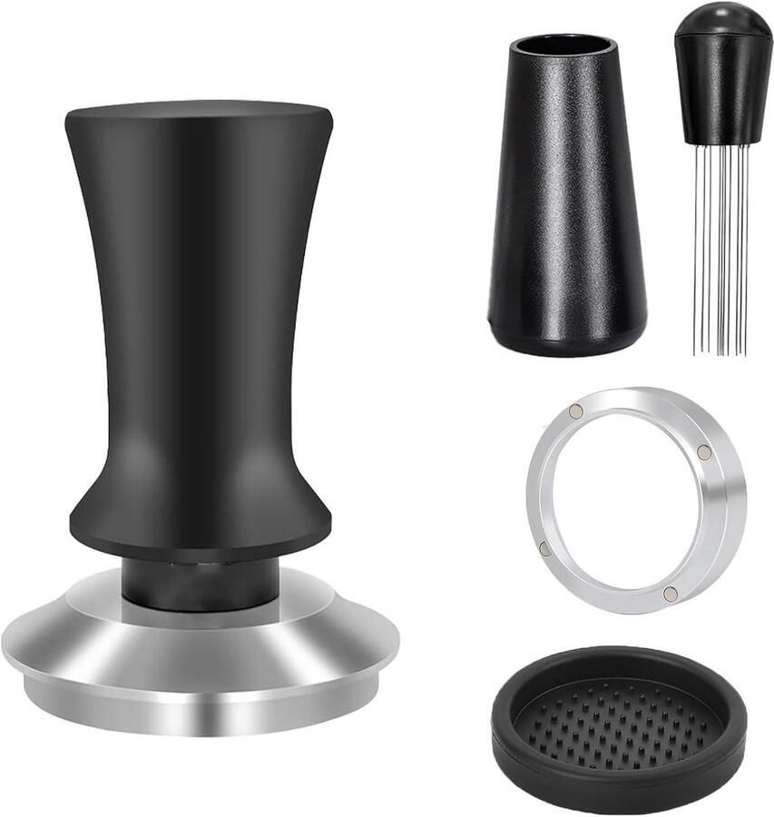 Espresso Accessoires Set Koffie Tamper Espresso Bereiden 4 Delig Inclusief 51mm Basis Zilver
