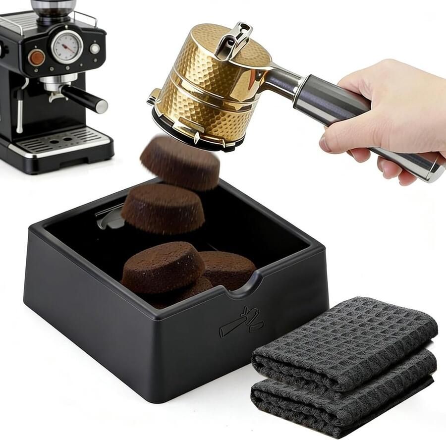 Espresso Accessoires Set met Siliconen Koffiezetbakje en 2 Reinigingsdoeken voor Barista's Ideaal voor Professionele Koffiemachines en Koffiemolen Perfecte Oplossing voor Koffiedik Verwijderen