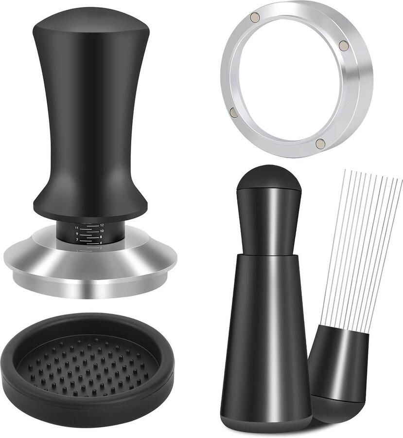 Espresso Accessoireset Koffie Gereedschap Perfecte Espresso Veerbelast Gekalibreerd 51 mm Zilver