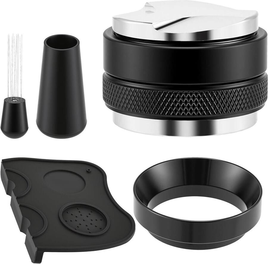 Espresso Accessoireset Koffie Gereedschap Set Perfecte Espresso Maken 5-in-1 Barista Functies 51 mm Zilver