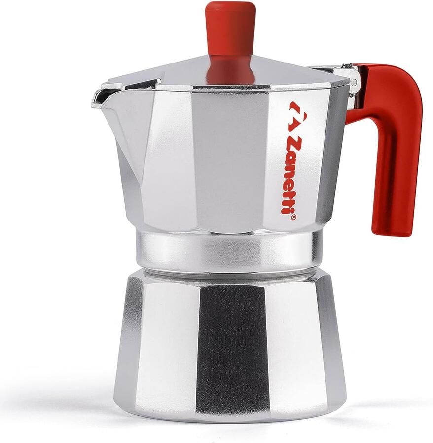 Espresso-apparaat van aluminium koffiezetapparaat voor een halve kopje espressokoker met anti-druppelsysteem siliconen afdichting ergonomische handgreep kleur rood