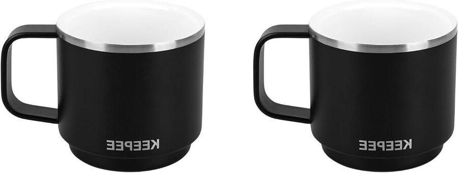 Espresso Beker Koffiekopje Stapelbaar Warme Drankjes Genieten Keramische Coating 4 oz Zwart