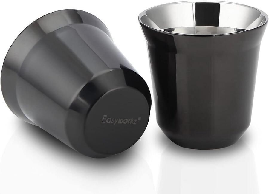 Espresso Bekers Koffie Glazen Genieten van Koffie Dubbelwandige Isolatie 150 ml Set Zwart