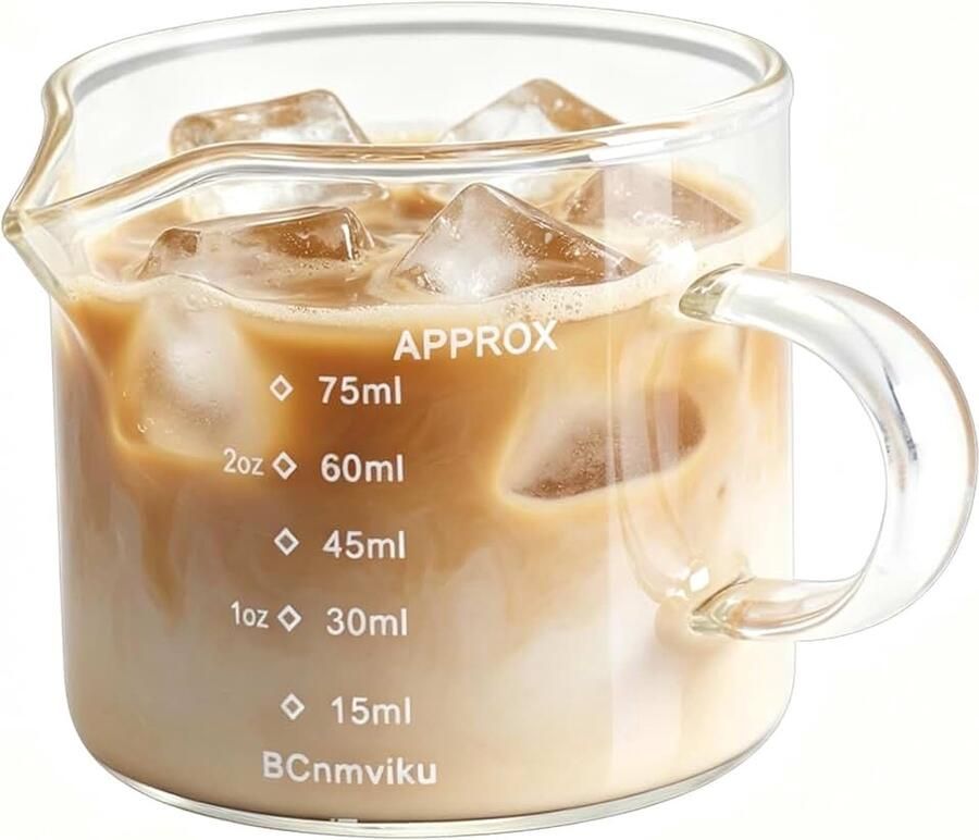 Espresso borrelglas 75 ml V-vormige schenktuit maatbeker voor koffie koemelk cappuccino (1)
