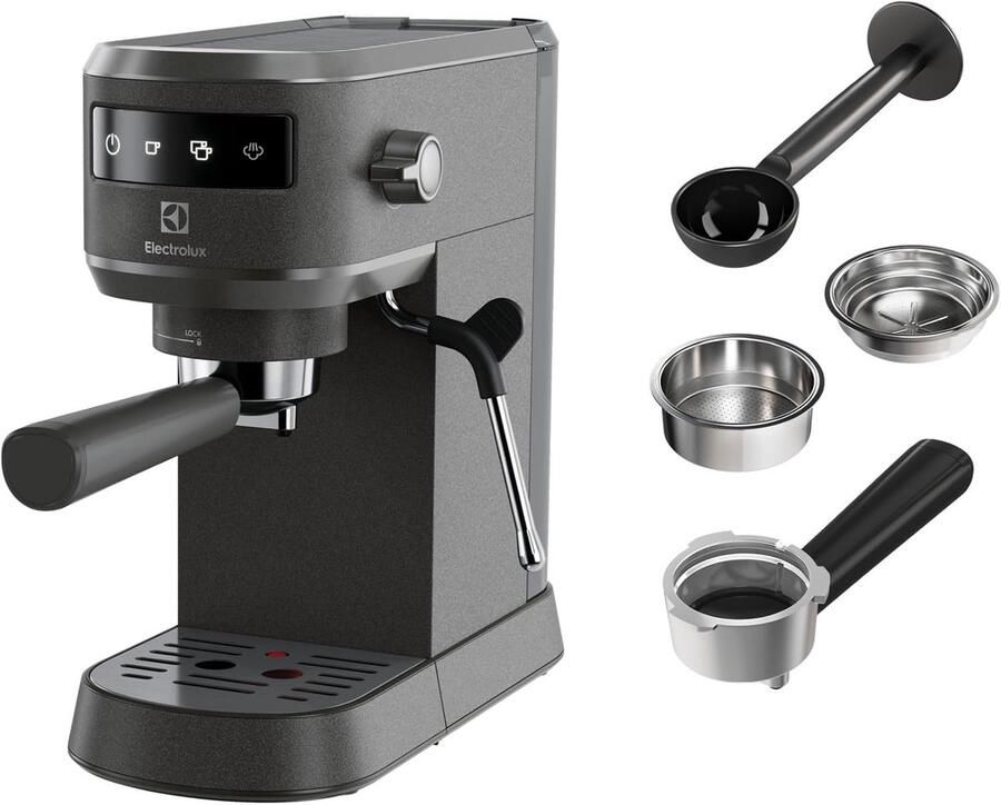 Espresso Cappuccinomachine Koffiezetapparaat Luxe Koffie Maken Geïntegreerde Melkopschuimer 25 x 10 x 10 cm Zwart Inox